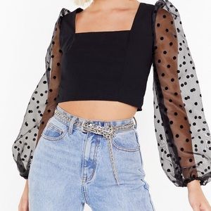 NWT Square Neck Puff-Sleeve Nasty Gal Top